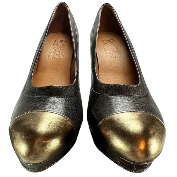 MRKT. Dark Brown And Bronze Platform Leather Pump 8M - Picture 3 of 9